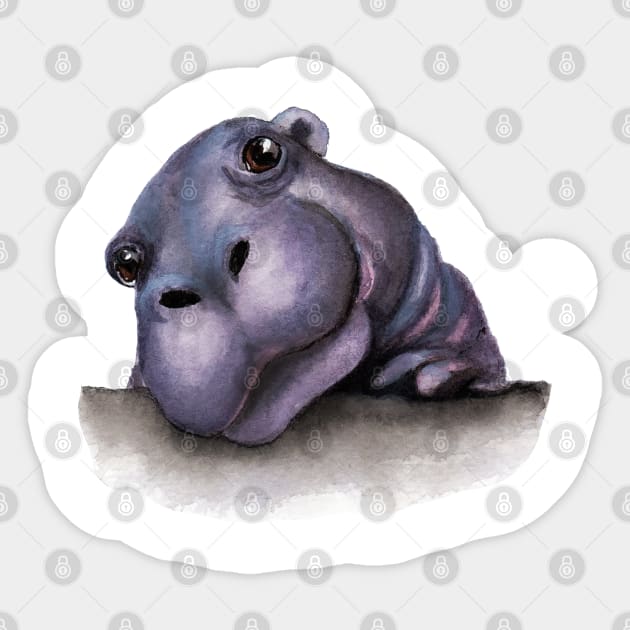 Cute baby hippo Sticker by Funsize-Art